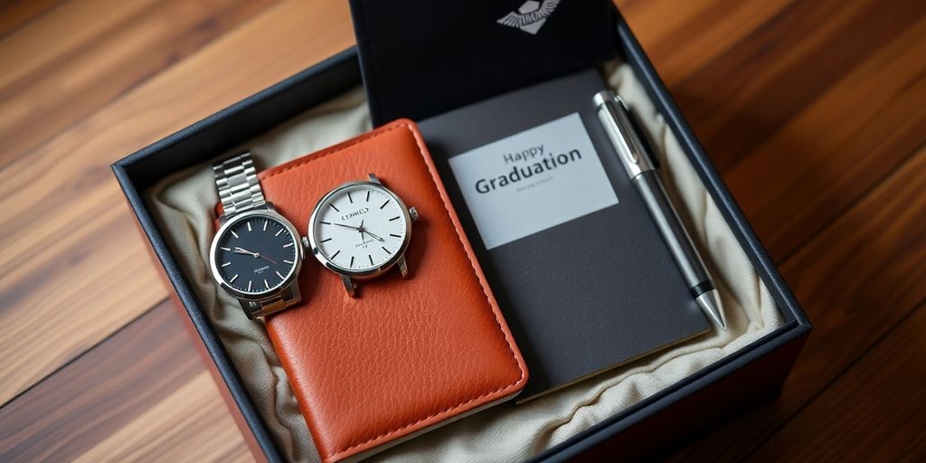 Luxury gift set for graduating students, elegant and stylish.