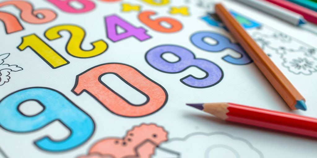 Coloring book page with vibrant colors and pencils.