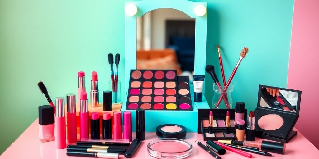 Colorful makeup set for a young girl.