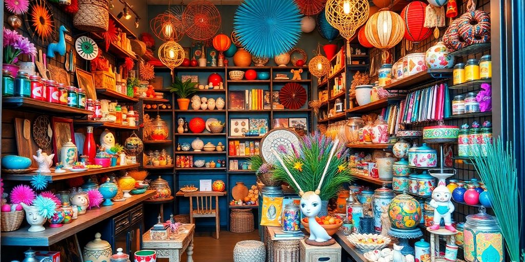 Colorful gifts and treasures in a Los Angeles shop.