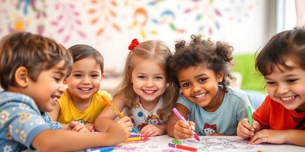 Children coloring with mess-free Color Wonder markers.
