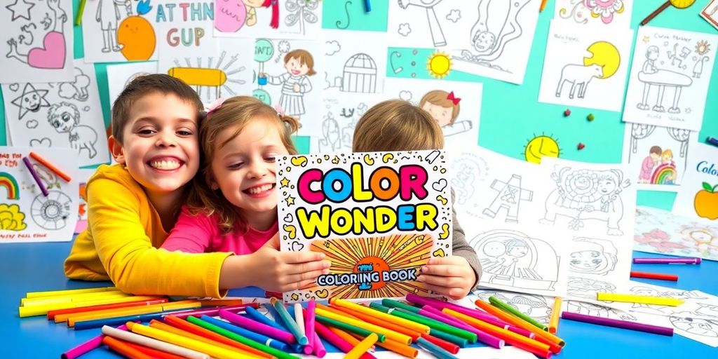 Children coloring with Color Wonder markers and vibrant pages.