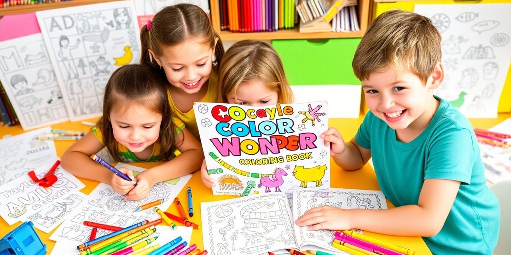 Children coloring with Color Wonder Coloring Book.