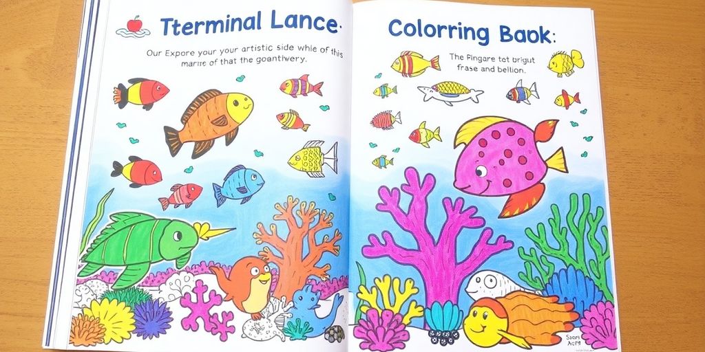 Colorful marine life illustration from the coloring book.