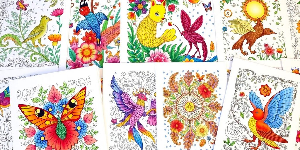 Colorful illustrations from the Hanna Karlzon coloring book.