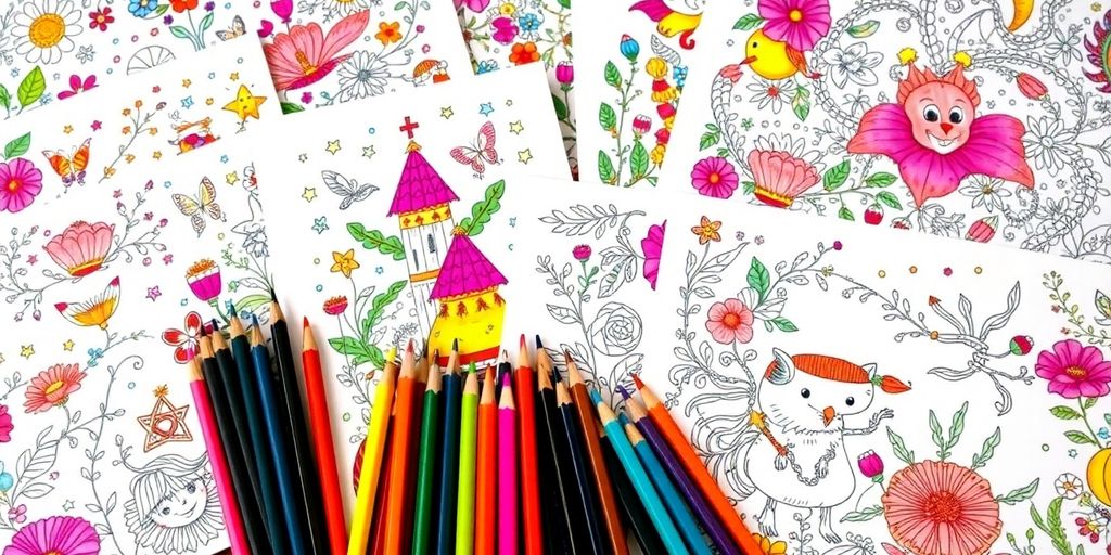 Colorful pages from Hanna Karlzon's coloring book.