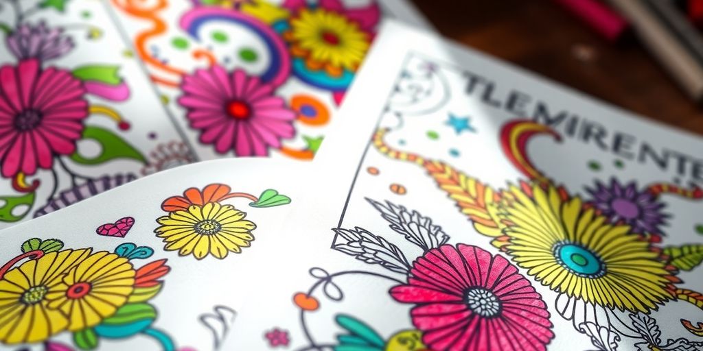 Colorful pages of an invisible marker coloring book.