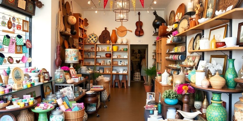 Colorful artisanal gifts in a Los Angeles shop.