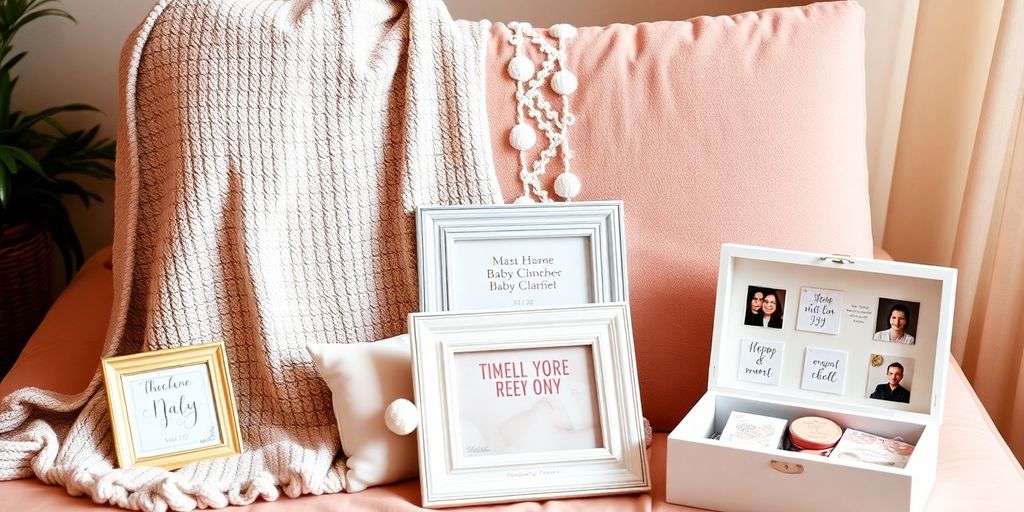Sentimental keepsakes for pregnant women on a cozy surface.