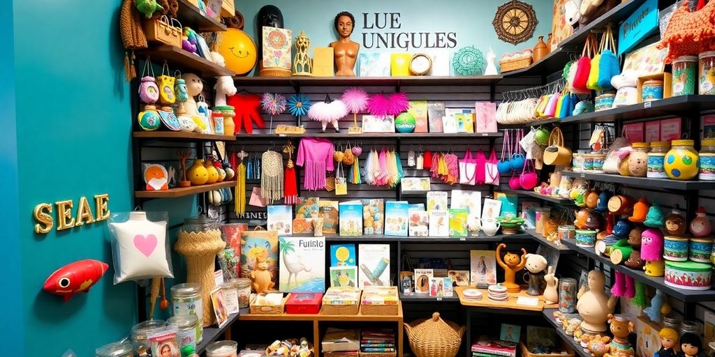 Colorful gifts in a Los Angeles gift shop.